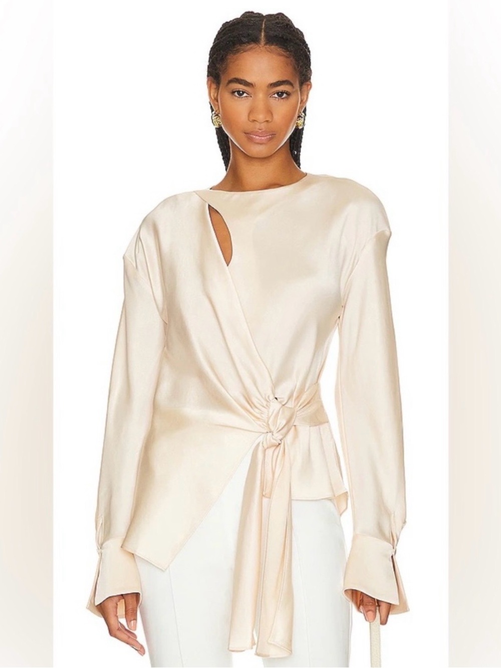 NWT SIMKHAI Raffaella Front Tie Top in Blush Sz M